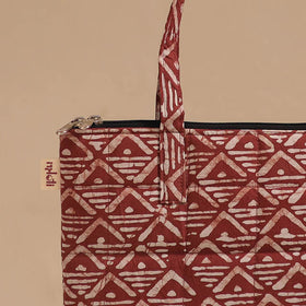 Brown - handcrafted quilted cotton handbag 08