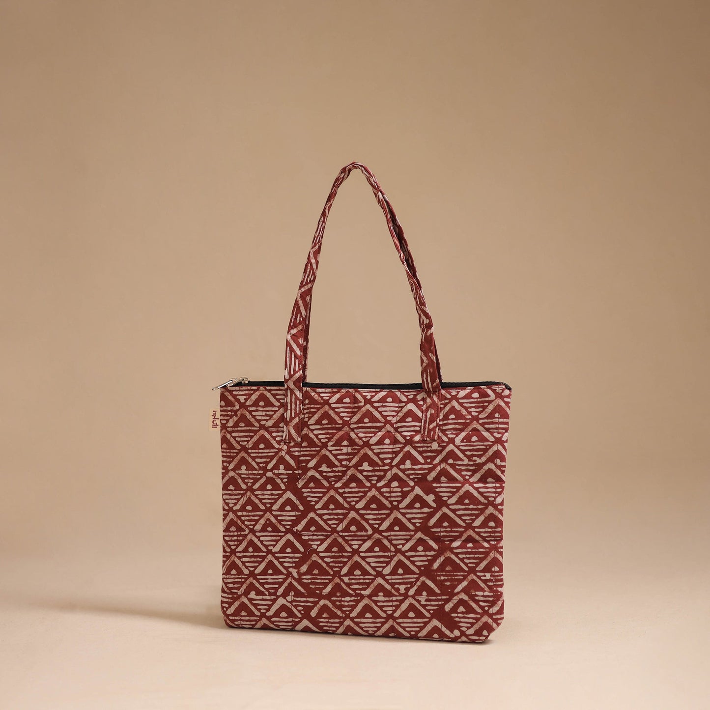 Brown - handcrafted quilted cotton handbag 08