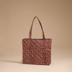 Brown - handcrafted quilted cotton handbag 08
