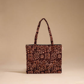 Brown - handcrafted quilted cotton handbag 09