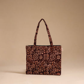 Brown - handcrafted quilted cotton handbag 09