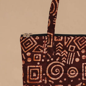 Brown - handcrafted quilted cotton handbag 09