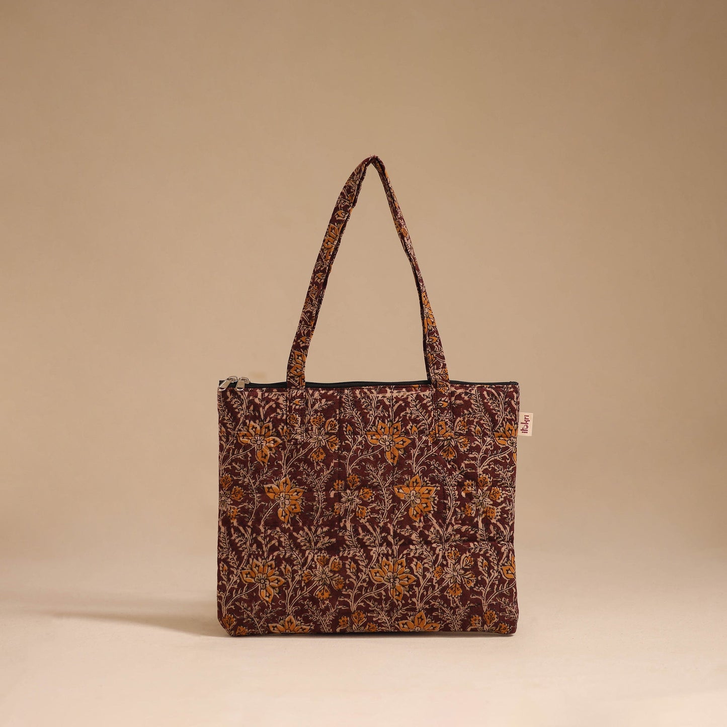 Brown - handcrafted quilted cotton handbag 13