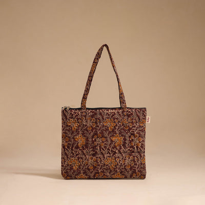 Brown - handcrafted quilted cotton handbag 13