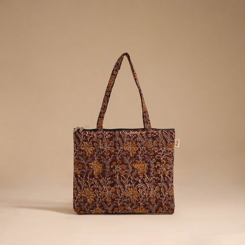 Brown - handcrafted quilted cotton handbag 13