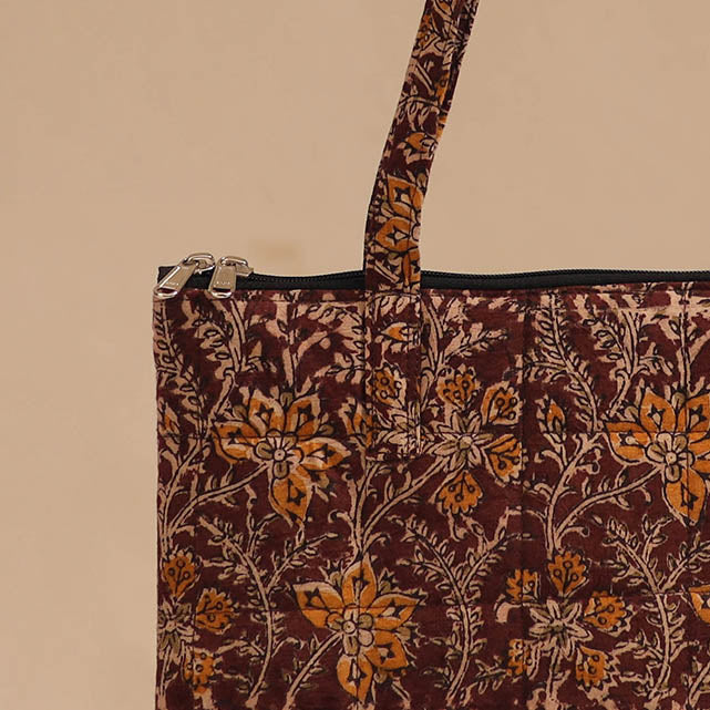 Brown - handcrafted quilted cotton handbag 13