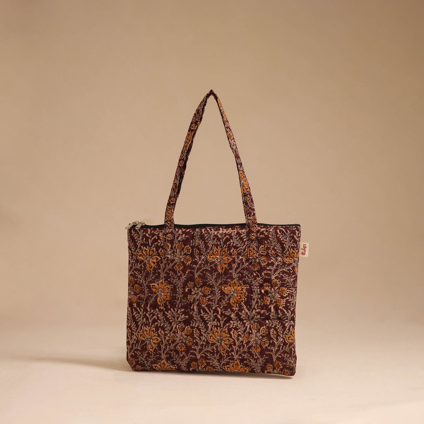 Brown - handcrafted quilted cotton handbag 13