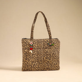 Brown Handcrafted Quilted Cotton Handbag