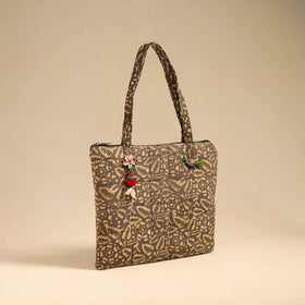 Brown Handcrafted Quilted Cotton Handbag