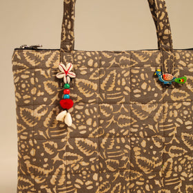 Brown Handcrafted Quilted Cotton Handbag