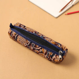 Brown Handcrafted Quilted Cotton Pencil Pouch 