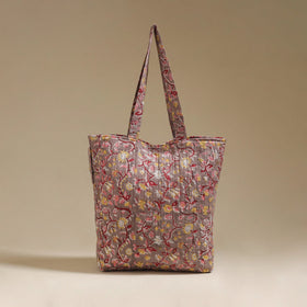 Handcrafted quilted sanganeri block printed fabric tote bag