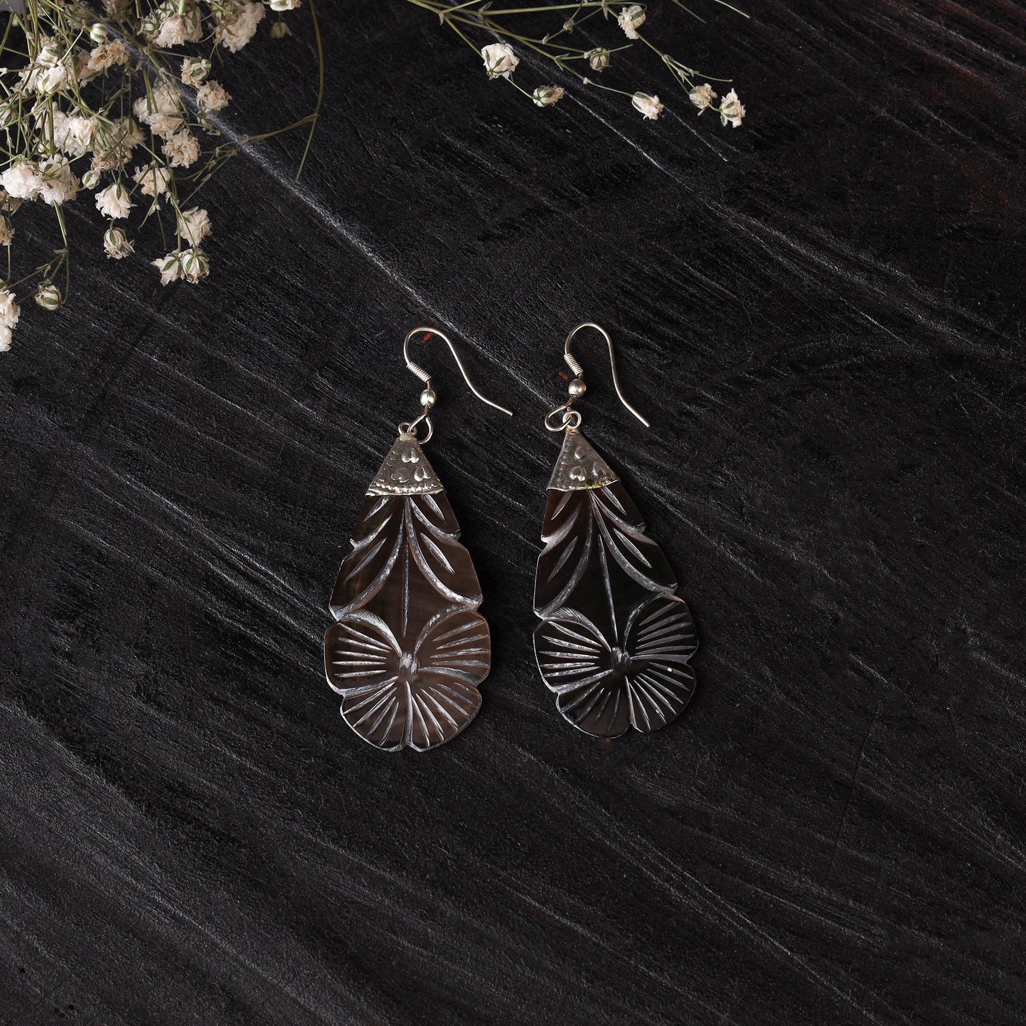 Brown Handcrafted Seashell Earrings