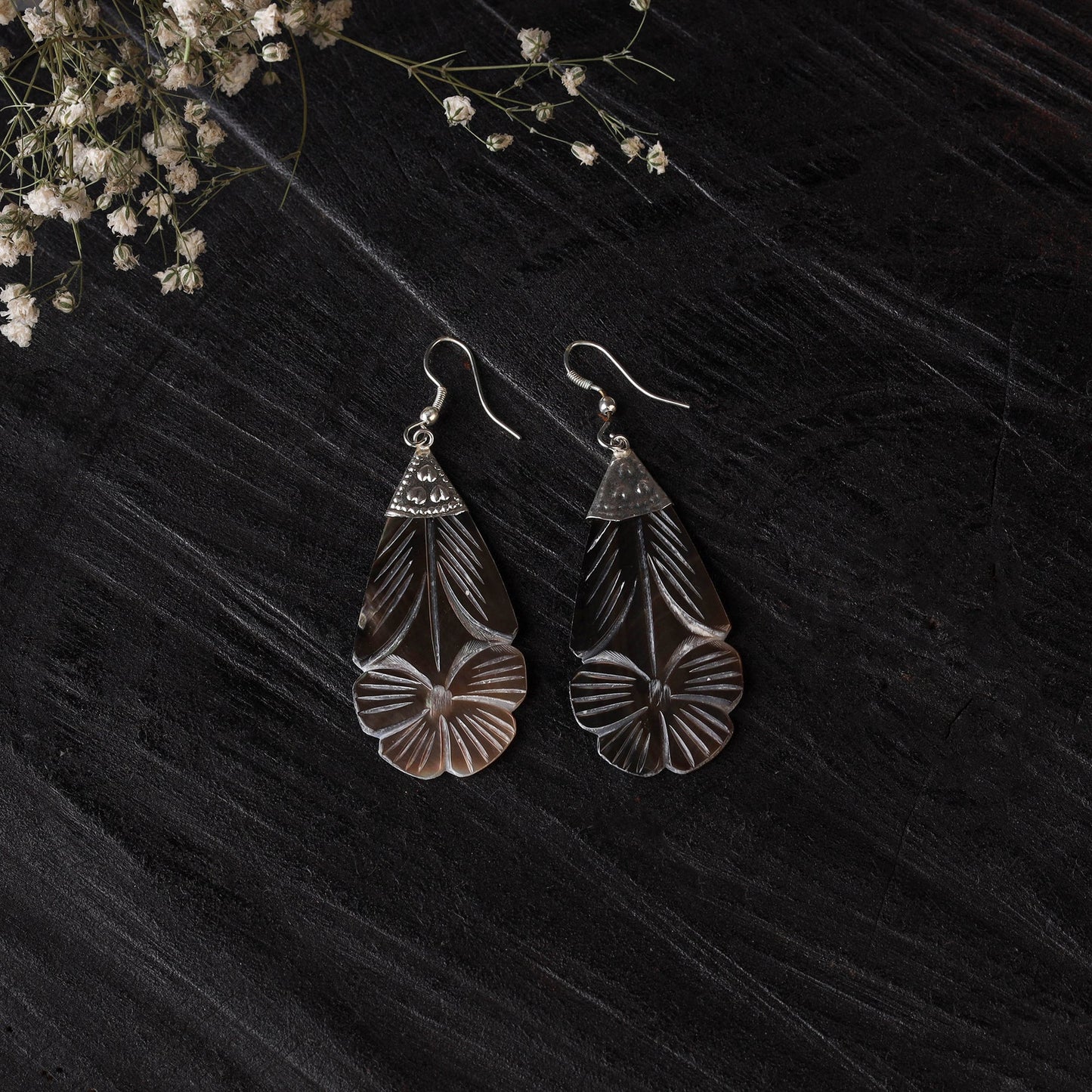 Brown - handcrafted seashell earrings 44