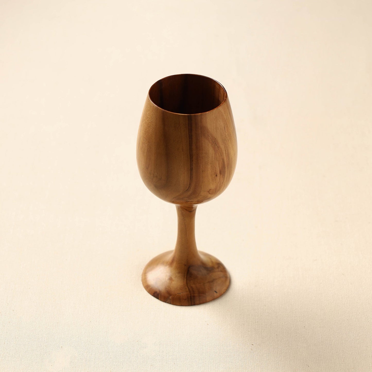  Brown Handcrafted Teak Wooden Wine Glass 