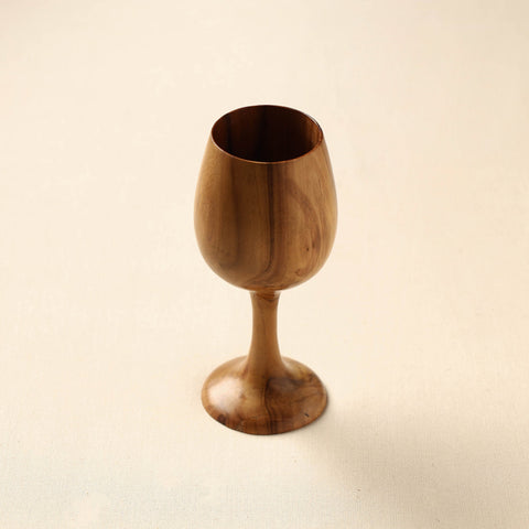  Brown Handcrafted Teak Wooden Wine Glass 