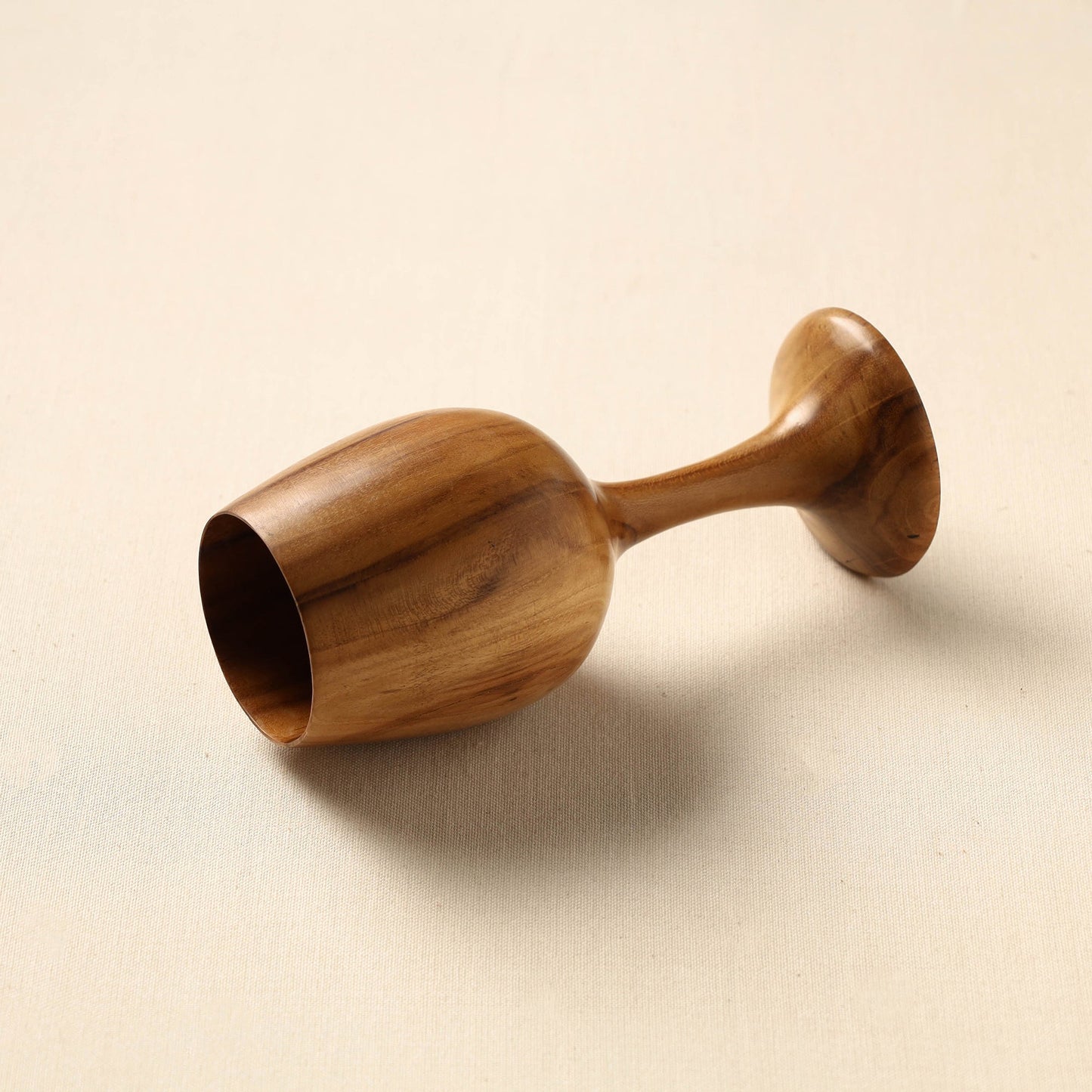  Brown Handcrafted Teak Wooden Wine Glass 