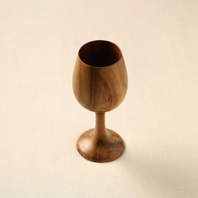  Brown Handcrafted Teak Wooden Wine Glass 