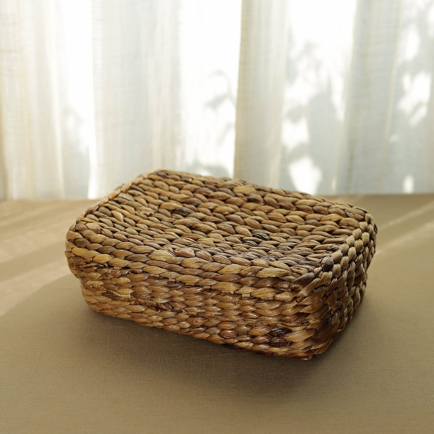 Brown Handcrafted Natural Water Hyacinth Utility Box 