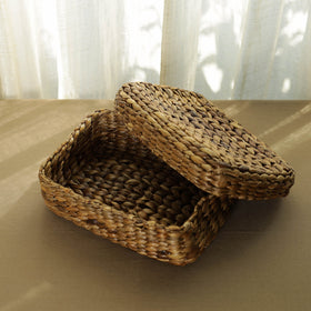 Brown Handcrafted Natural Water Hyacinth Utility Box 