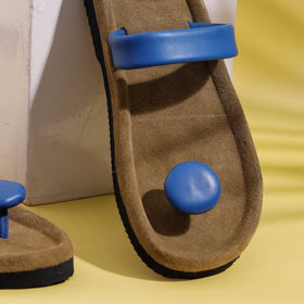 Brown Handcrafted Women's Leather Slippers with Suede 