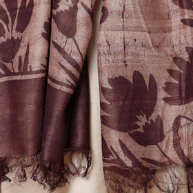 Buy Handloom Block Art Print Tussar Silk Bindaas Stole