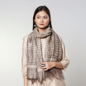 Buy Handloom Block Art Print Tussar Silk Bindaas Stole