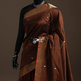 Brown - handloom buti maheshwari saree with zari border 21