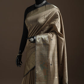Brown - handloom buti maheshwari saree with zari border 43