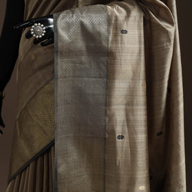 Brown - handloom buti maheshwari saree with zari border 43