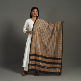 Brown - handloom chanderi silk bagru dupatta 25