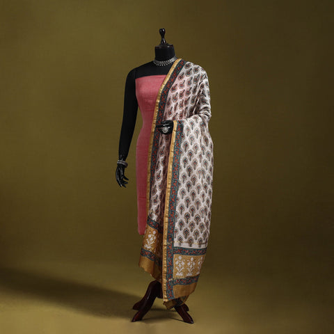 Brown - handloom chanderi silk hand sanganeri dupatta 28