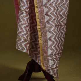 Brown - handloom chanderi silk hand sanganeri dupatta 34