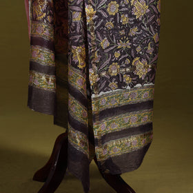 Brown - handloom chanderi silk hand sanganeri dupatta 37
