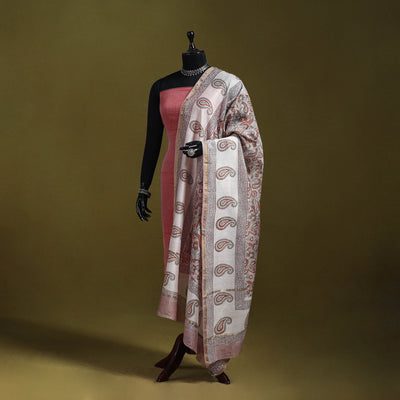 Brown - handloom chanderi silk hand sanganeri dupatta 42