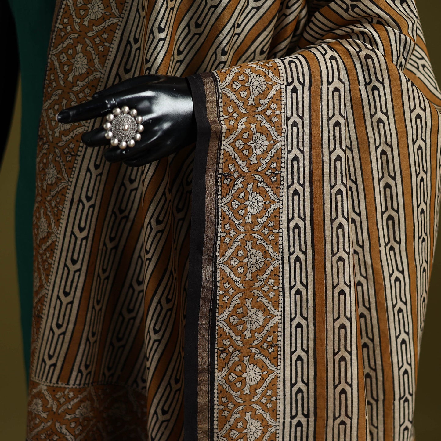 Brown - handloom chanderi silk hand natural dyed bagru