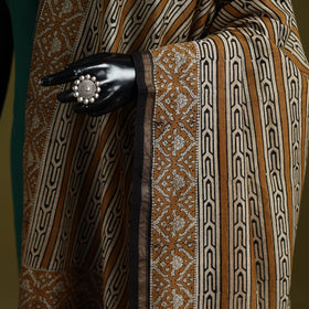 Brown - handloom chanderi silk hand natural dyed bagru
