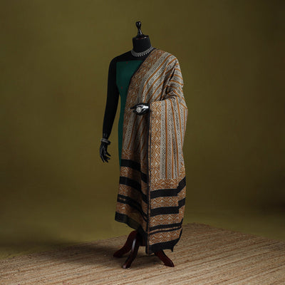 Brown - handloom chanderi silk hand natural dyed bagru