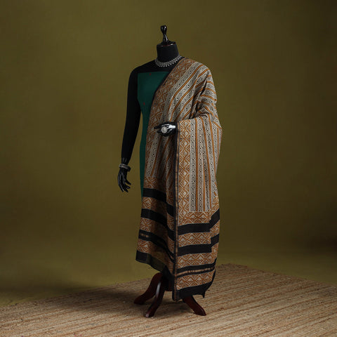 Brown - handloom chanderi silk hand natural dyed bagru