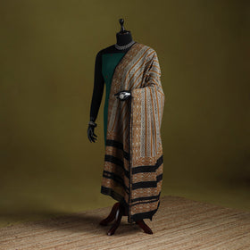 Brown - handloom chanderi silk hand natural dyed bagru
