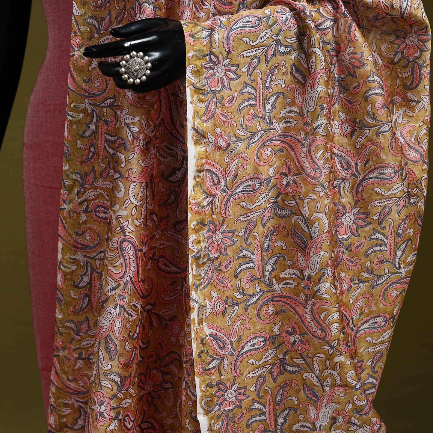 Brown - handloom chanderi silk hand sanganeri dupatta 25