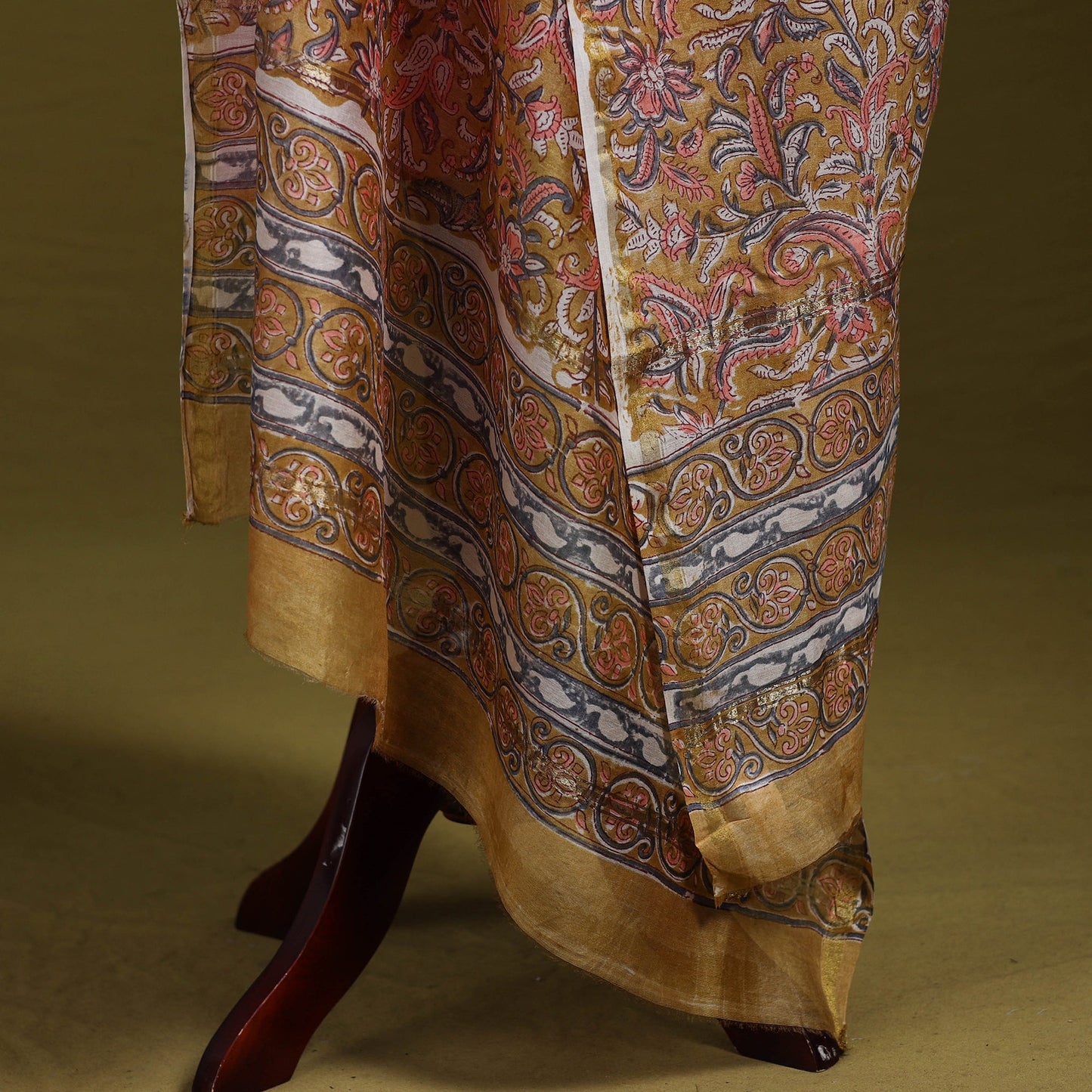 Brown - handloom chanderi silk hand sanganeri dupatta 25