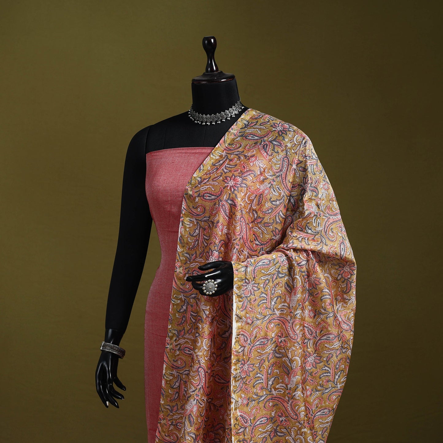 Brown - handloom chanderi silk hand sanganeri dupatta 25