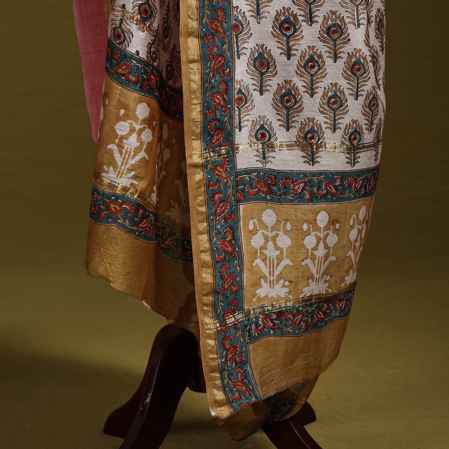 Brown - handloom chanderi silk hand sanganeri dupatta 28