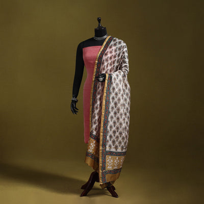 Brown - handloom chanderi silk hand sanganeri dupatta 28