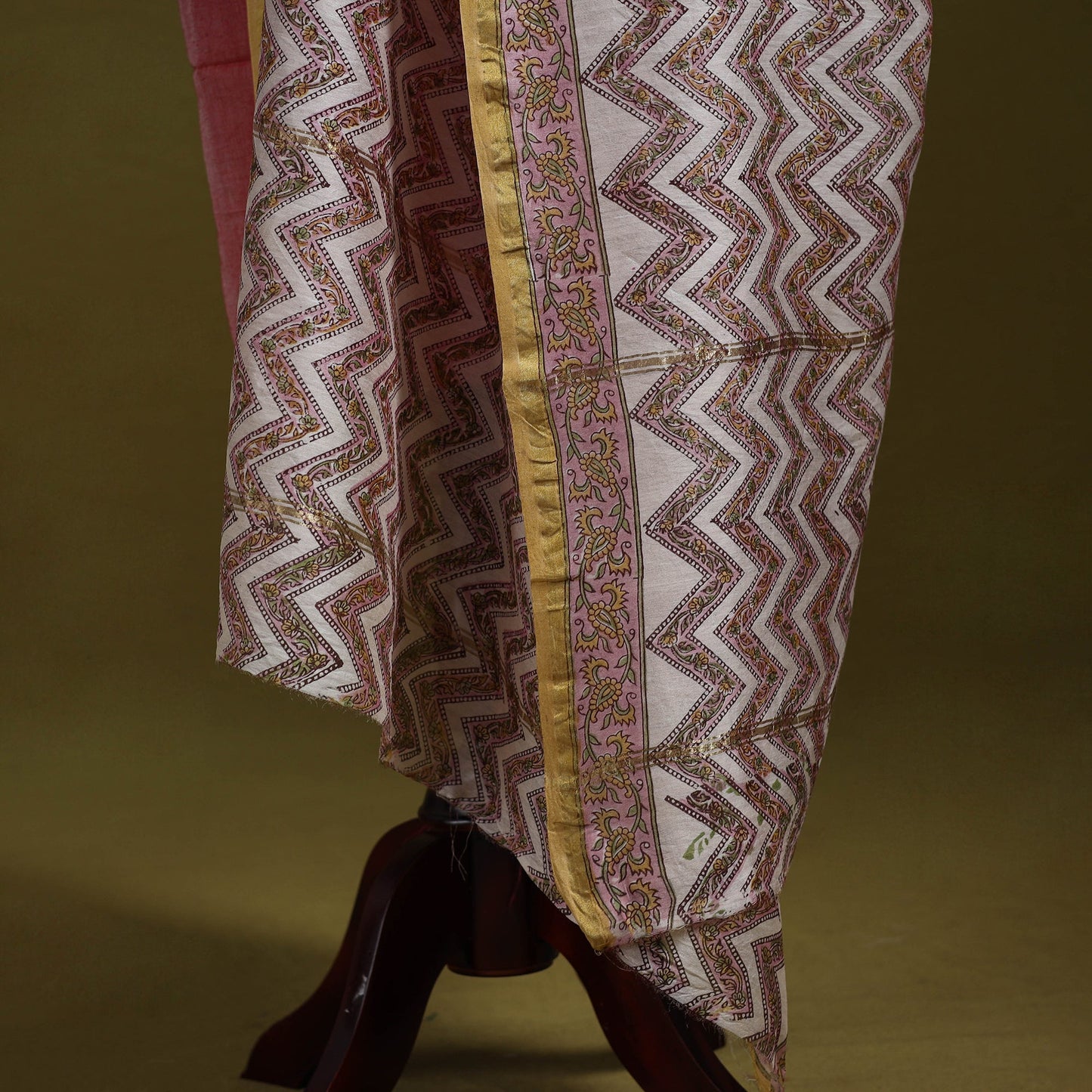 Brown - handloom chanderi silk hand sanganeri dupatta 34