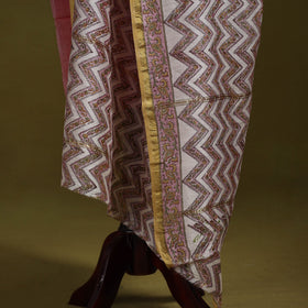 Brown - handloom chanderi silk hand sanganeri dupatta 34