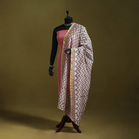 Brown - handloom chanderi silk hand sanganeri dupatta 34