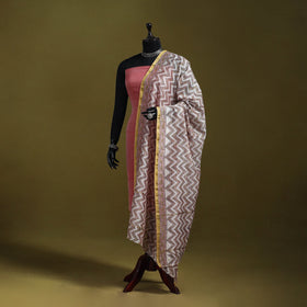 Brown - handloom chanderi silk hand sanganeri dupatta 34