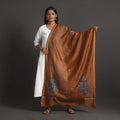 Brown - handloom chanderi silk kashida embroidery dupatta